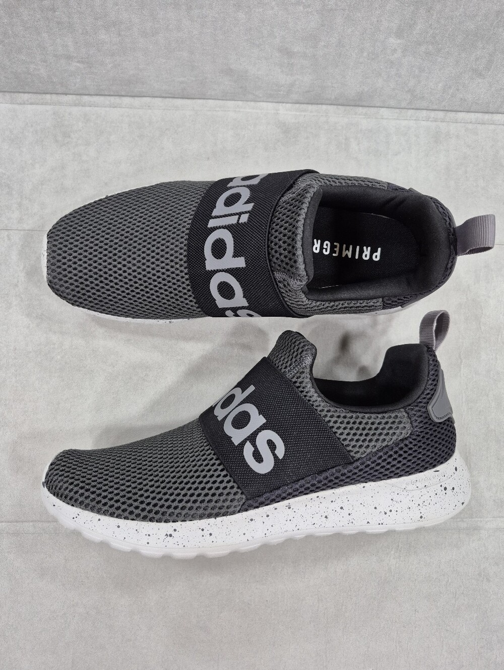 Adidas Cloudfoam slip on sneakers men's 7 gray mesh logo elastic strap